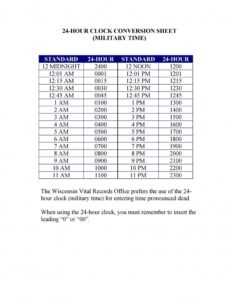 Military Time Chart 15