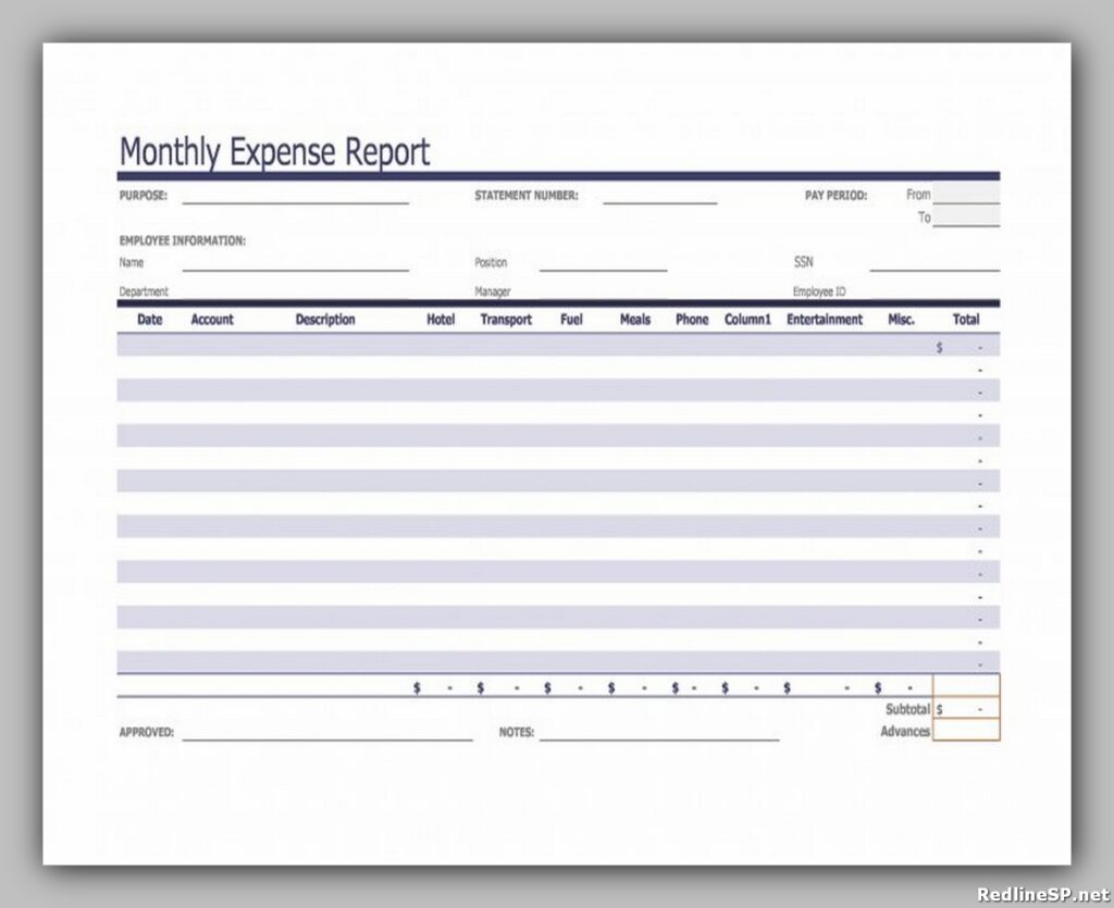 Monthly Expense Report Format 34