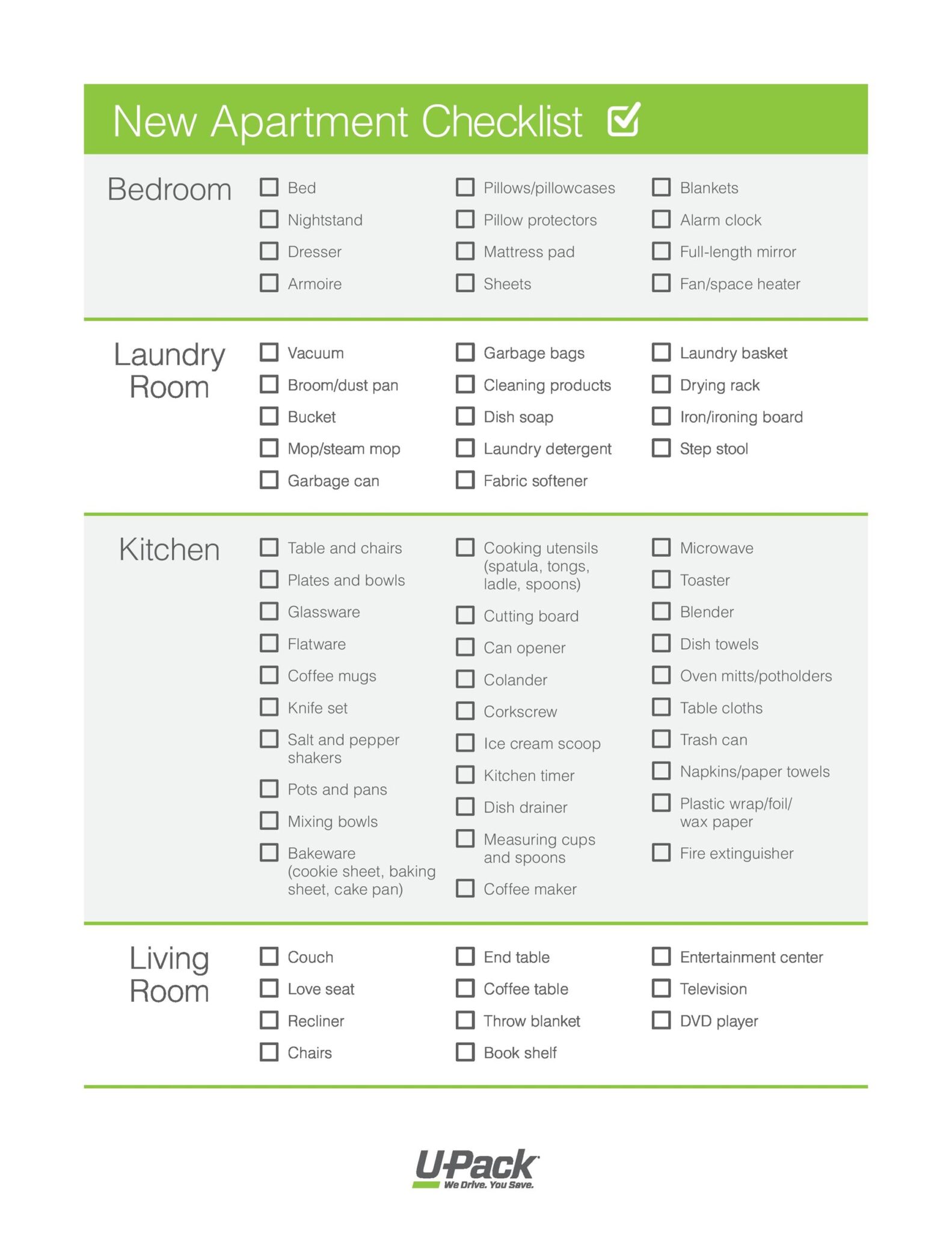 online first apartment checklist