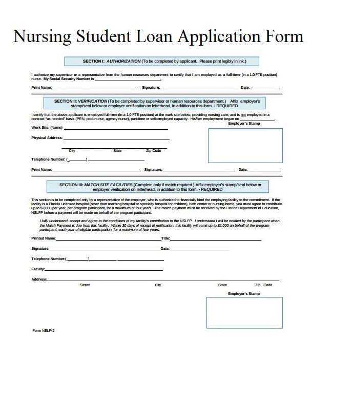 Nursing Student Loan Application Forms