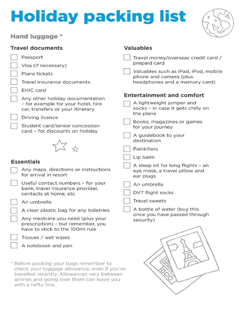 Packing List Template 031