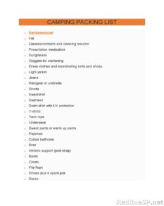 Camping Packing List Template 14