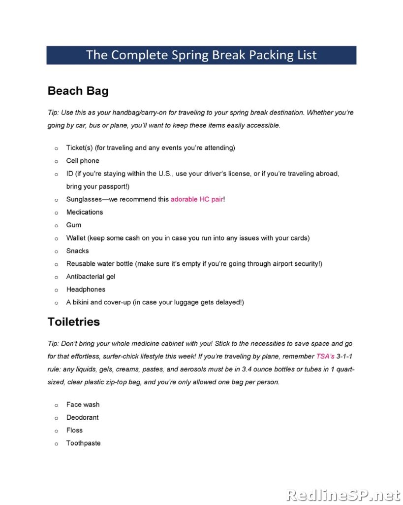 Packing List Template 15