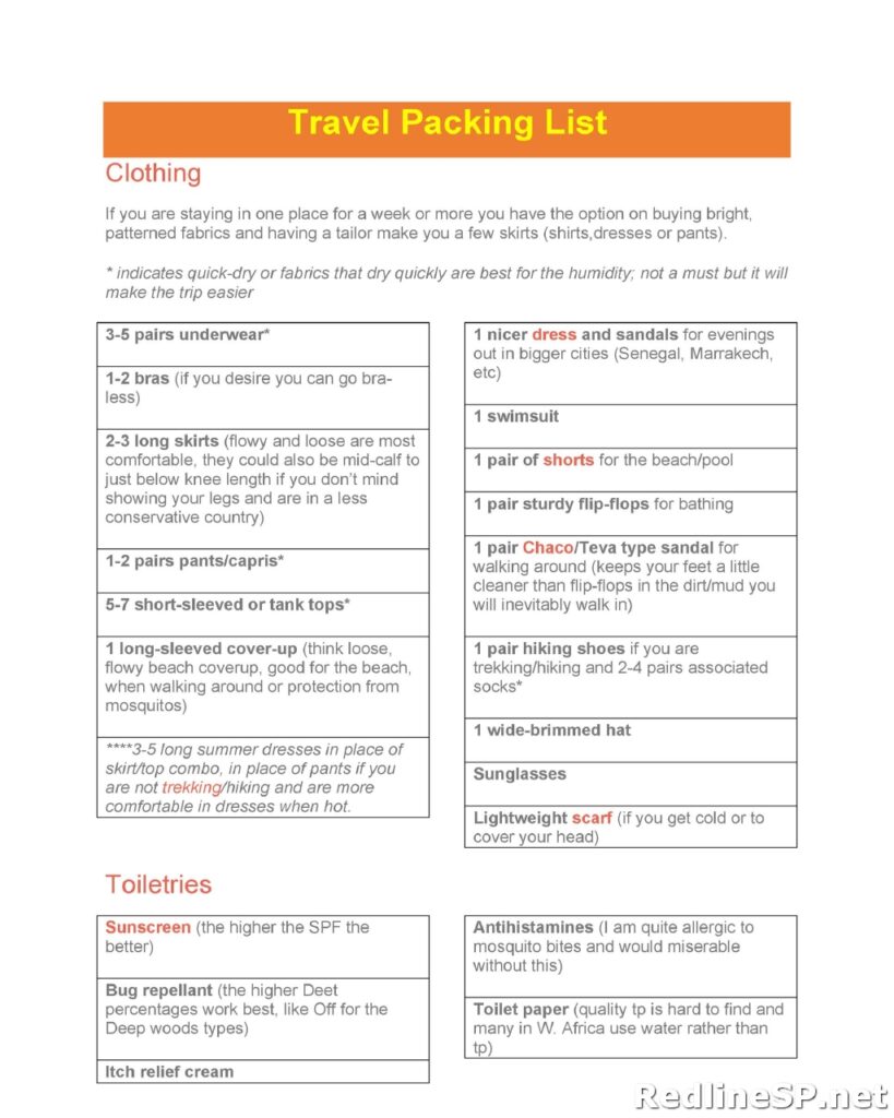 Packing List Template 18