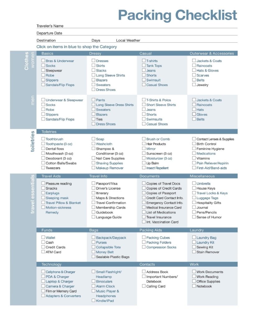 Packing List Template 23