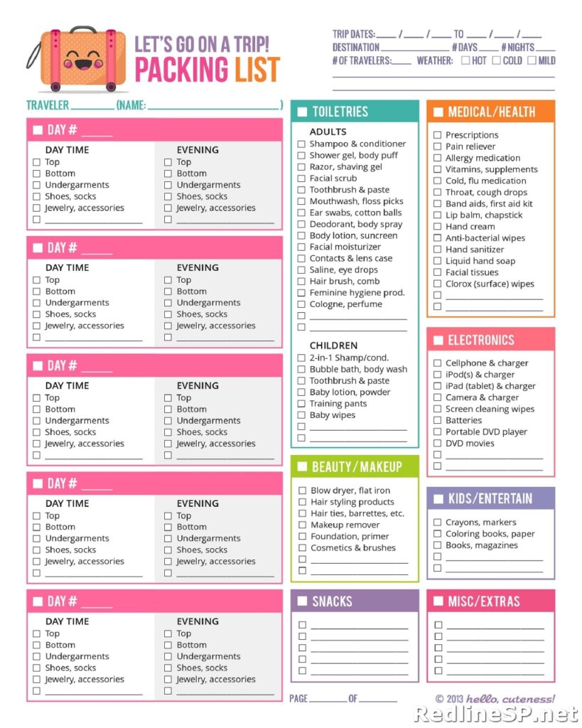 Packing List Template 28