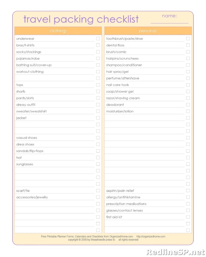 Packing List Template 32