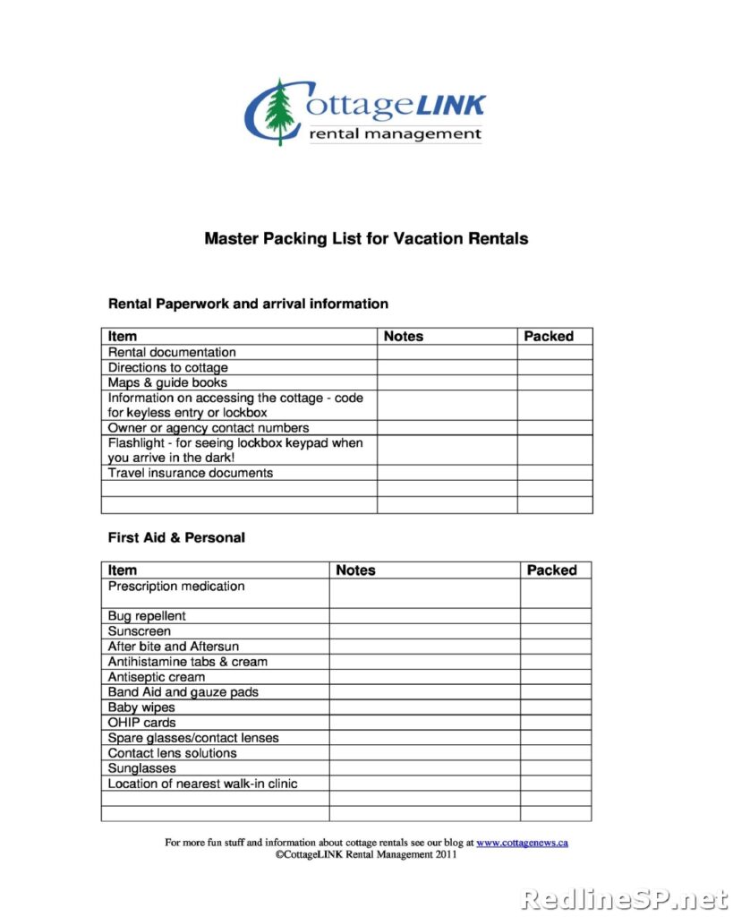 Packing List Template 33