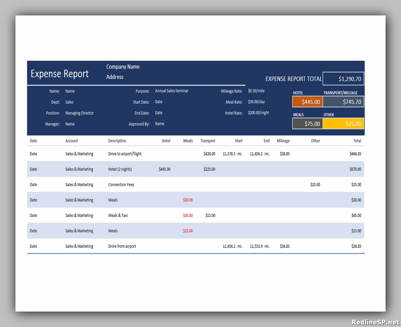 7 Best Employee Expense Report - RedlineSP