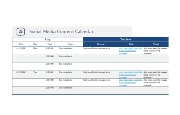 Printable Social Media Calendar Template