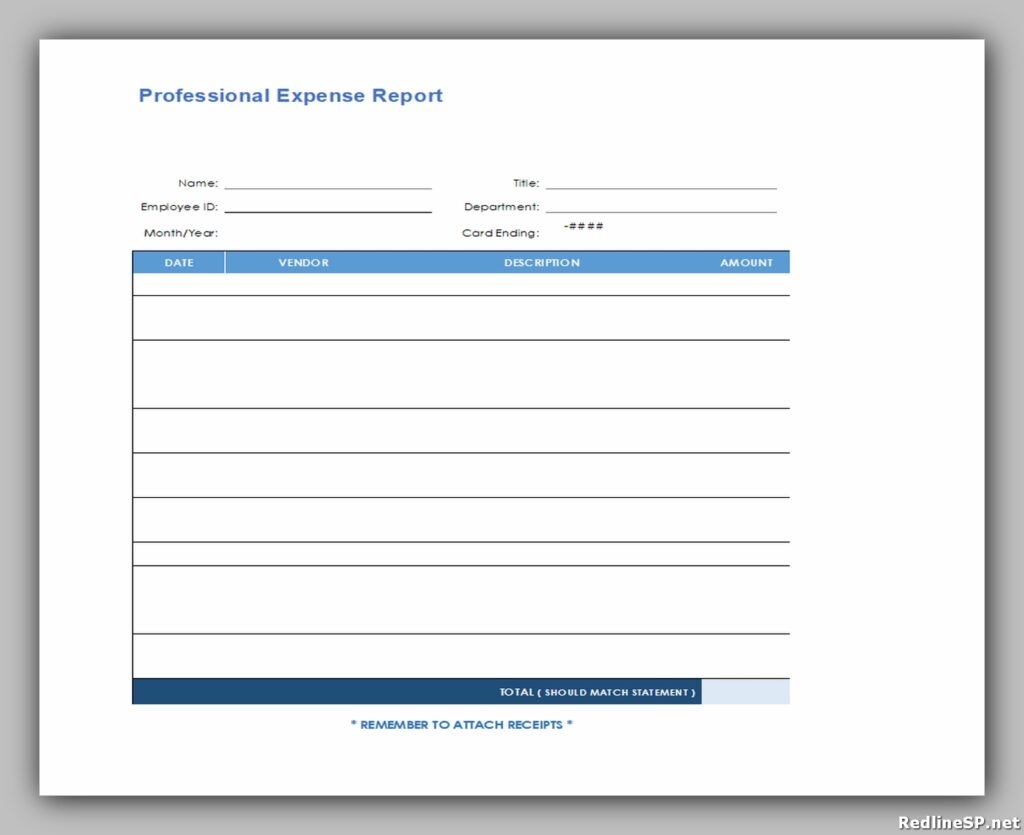 Professional Employee Expense Report