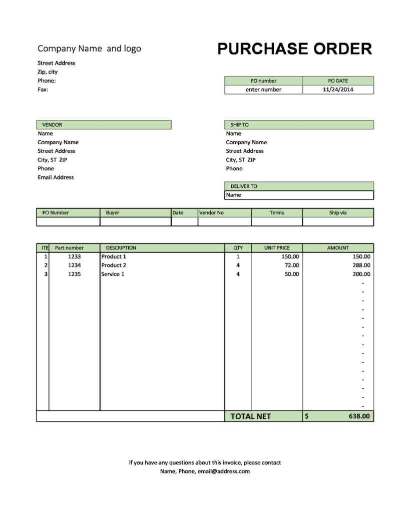 Purchase Order Example 26