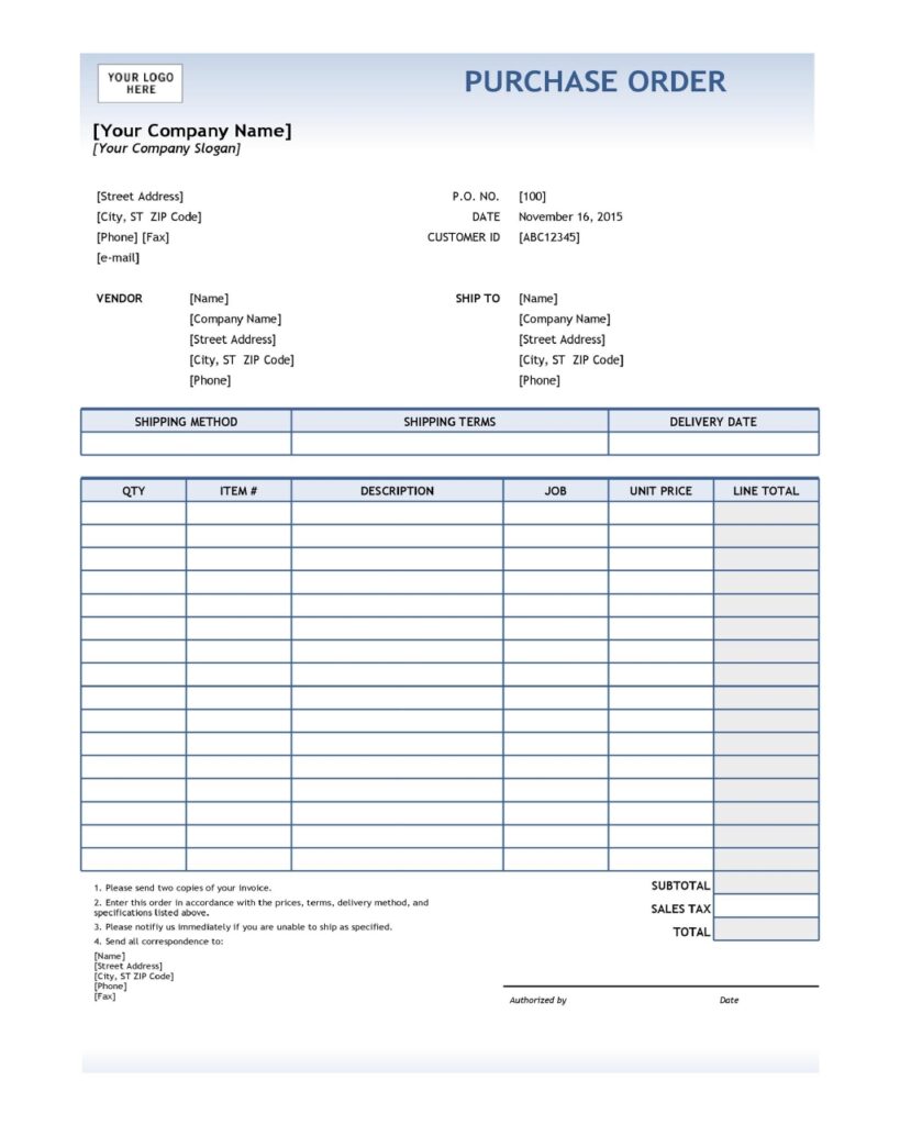 Purchase Order Example 28