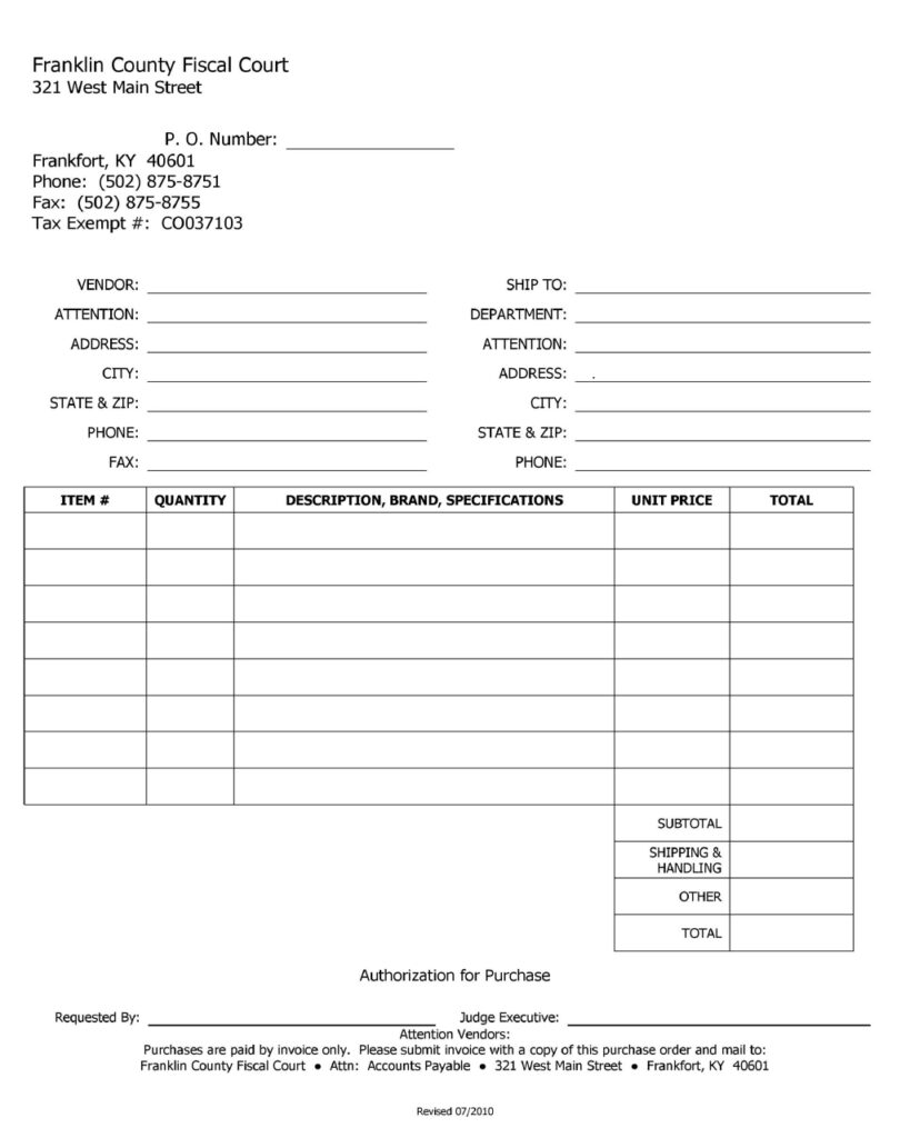 Purchase Order Form 18