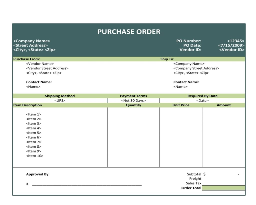 Purchase Order Fromat 22