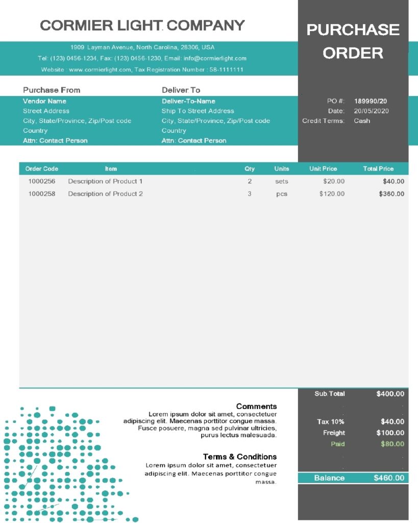 Purchase Order Sample 39