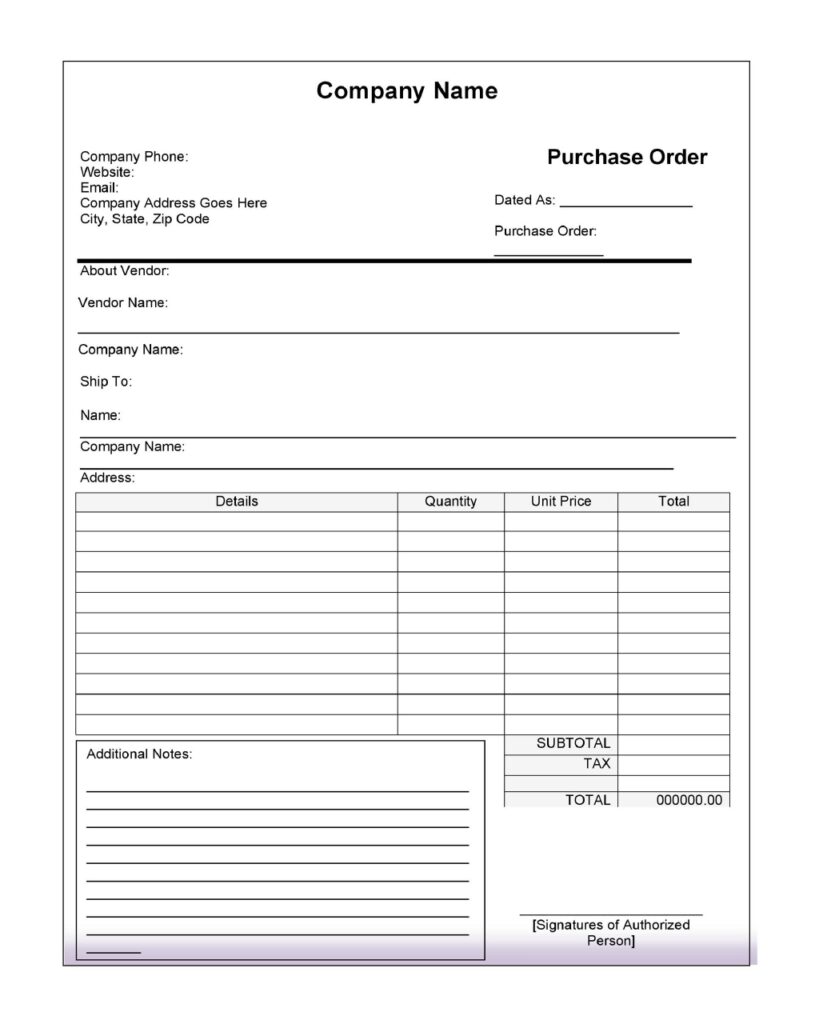 Purchase Order Template 12