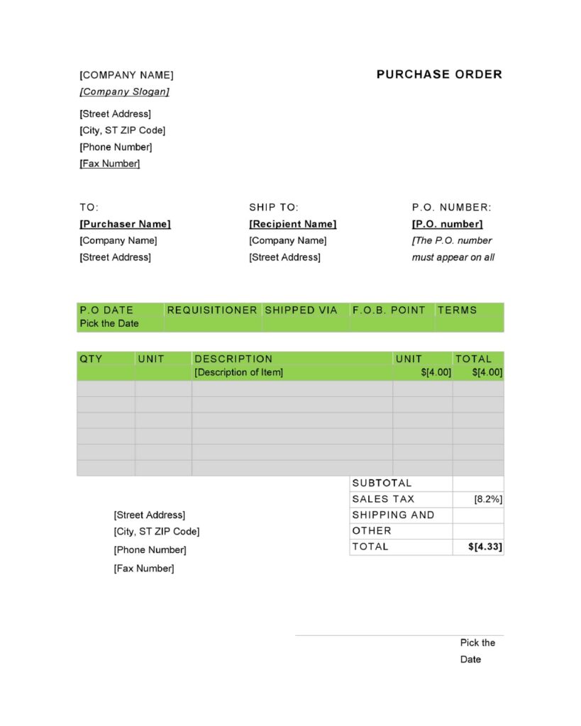 Purchase Order Template 14