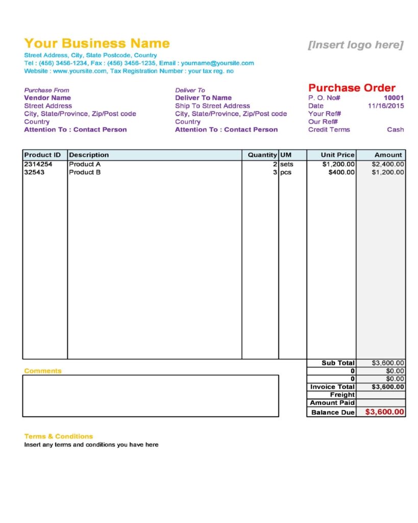 Purchase Order Template 23