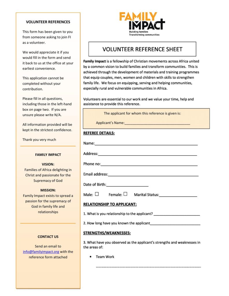 Reference Sheet Template 27