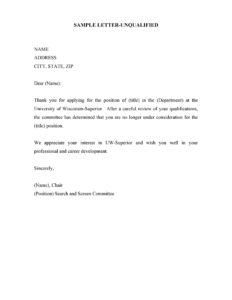 Rejection Letter Sample 16