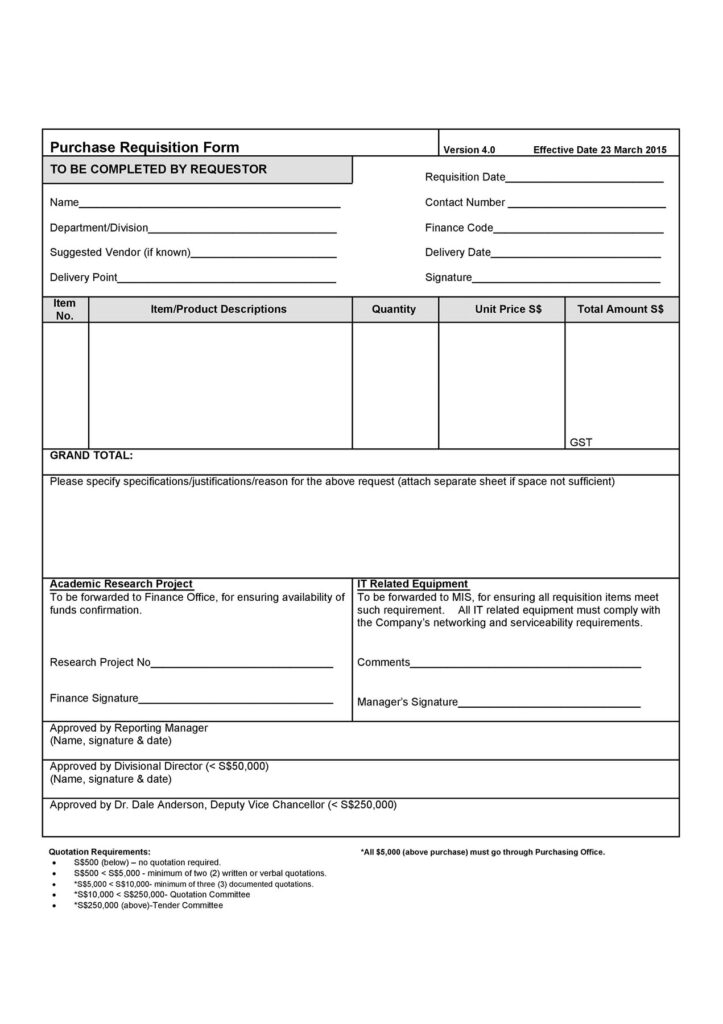 Requisition Form Template 09
