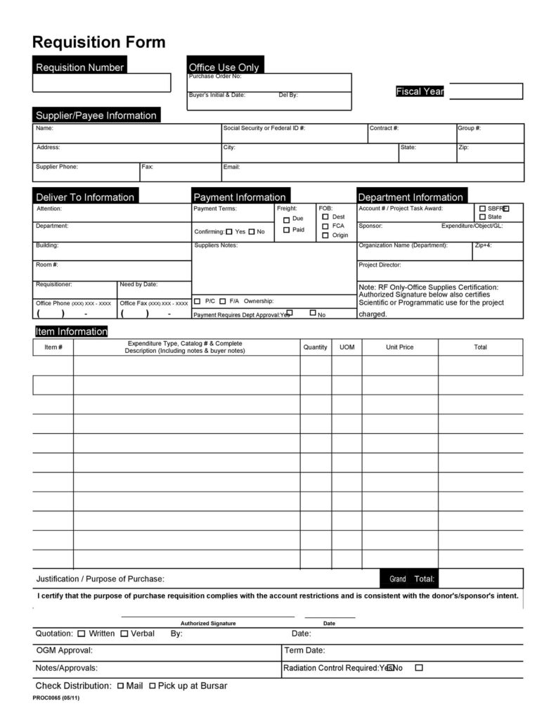 Requisition Form Template 10