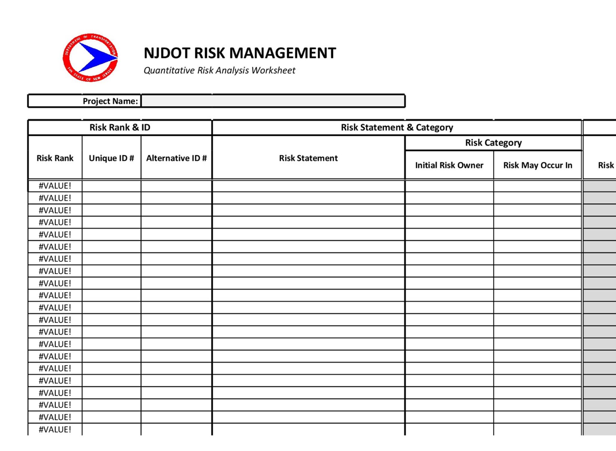 Risk Analysis Template Excel