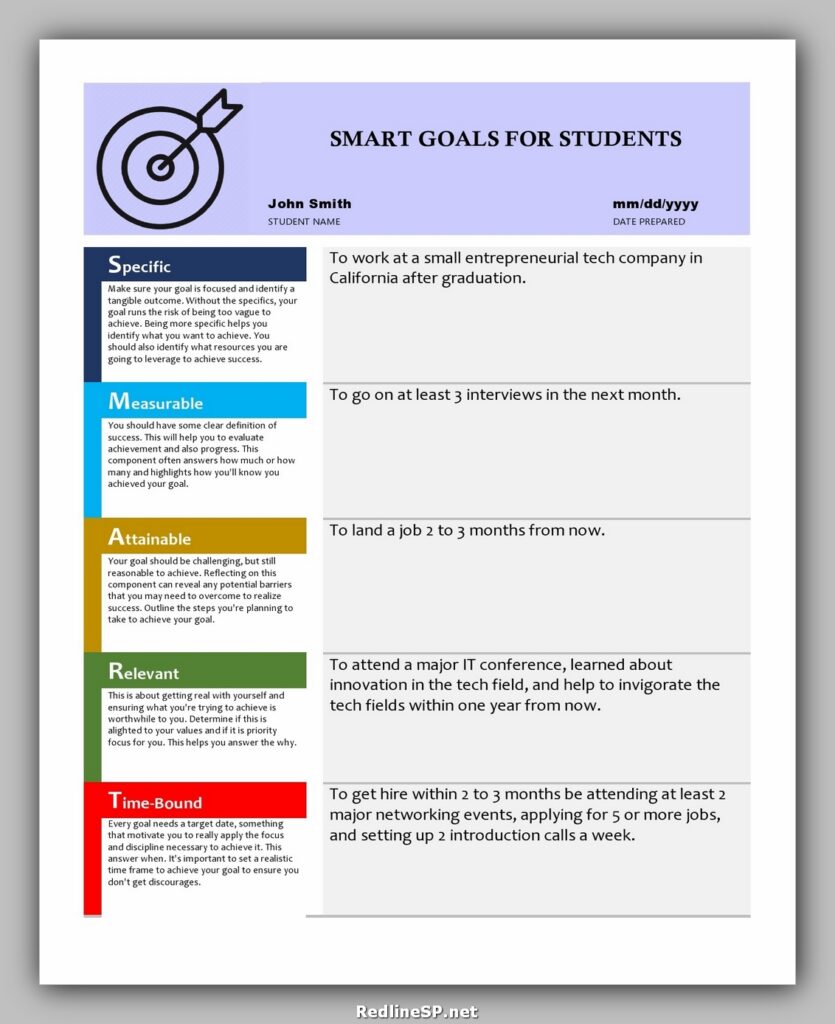 SMART Goals Template for Students