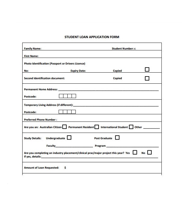 Sample Student Loan Application Form