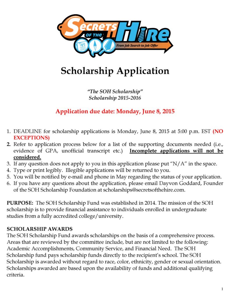 Scholarship Application Example 50