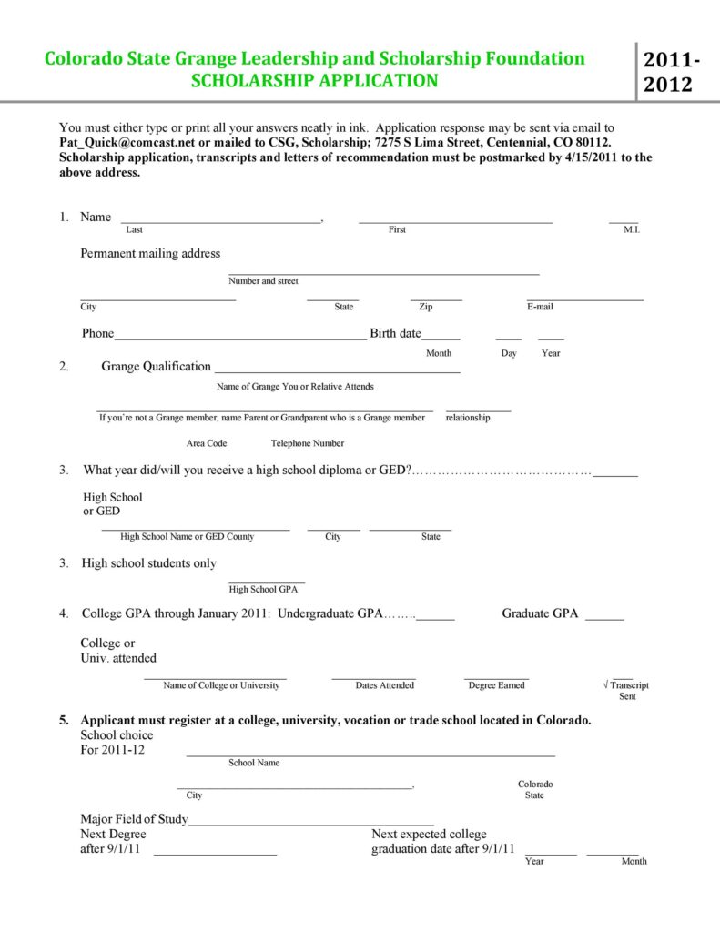 Scholarship Application Template 02