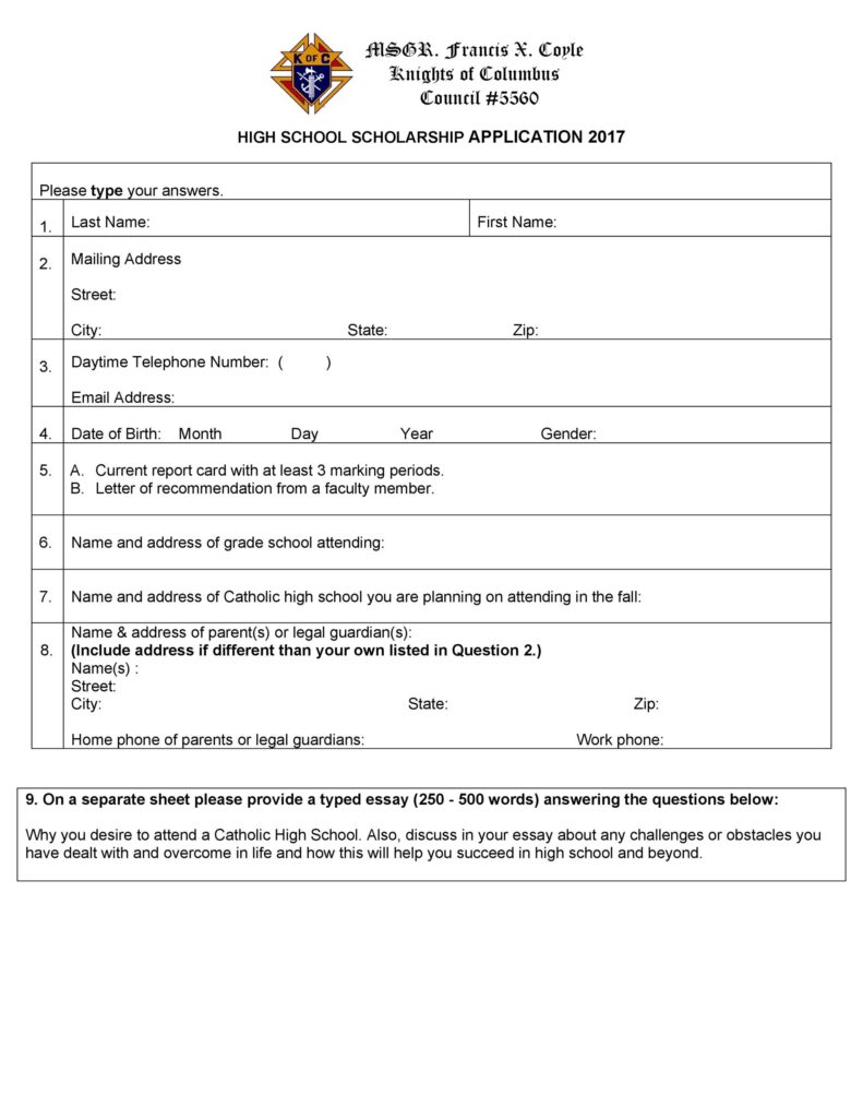 Scholarship Application Template 12