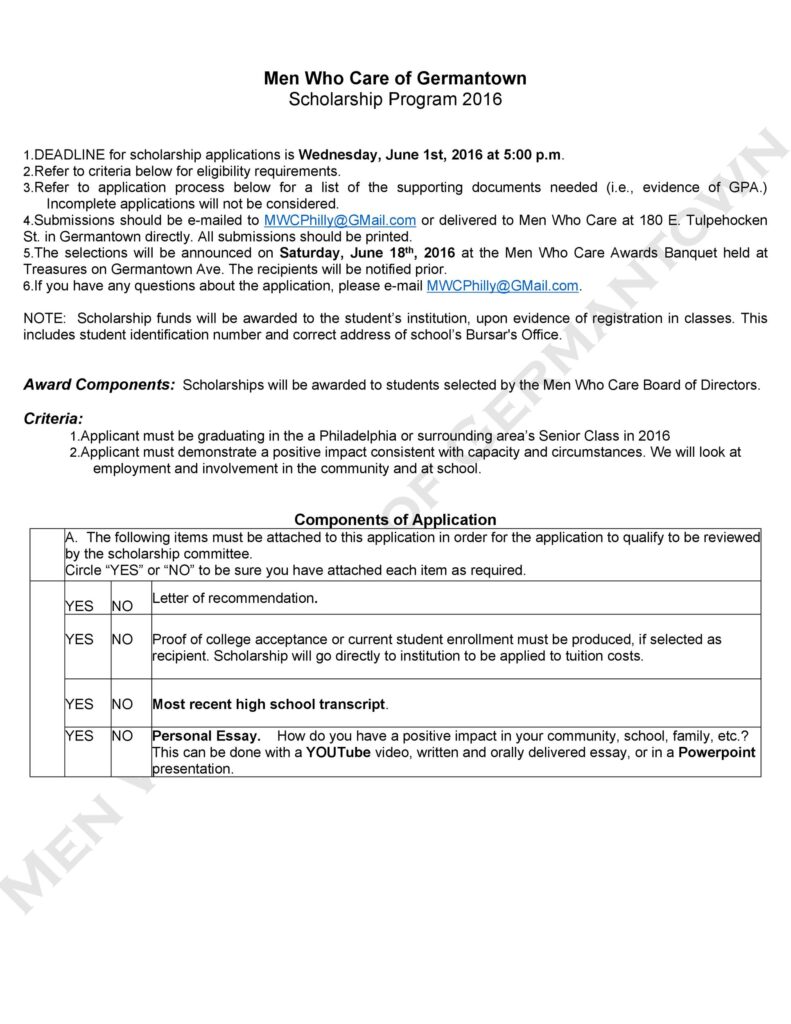 Scholarship Application Template 40