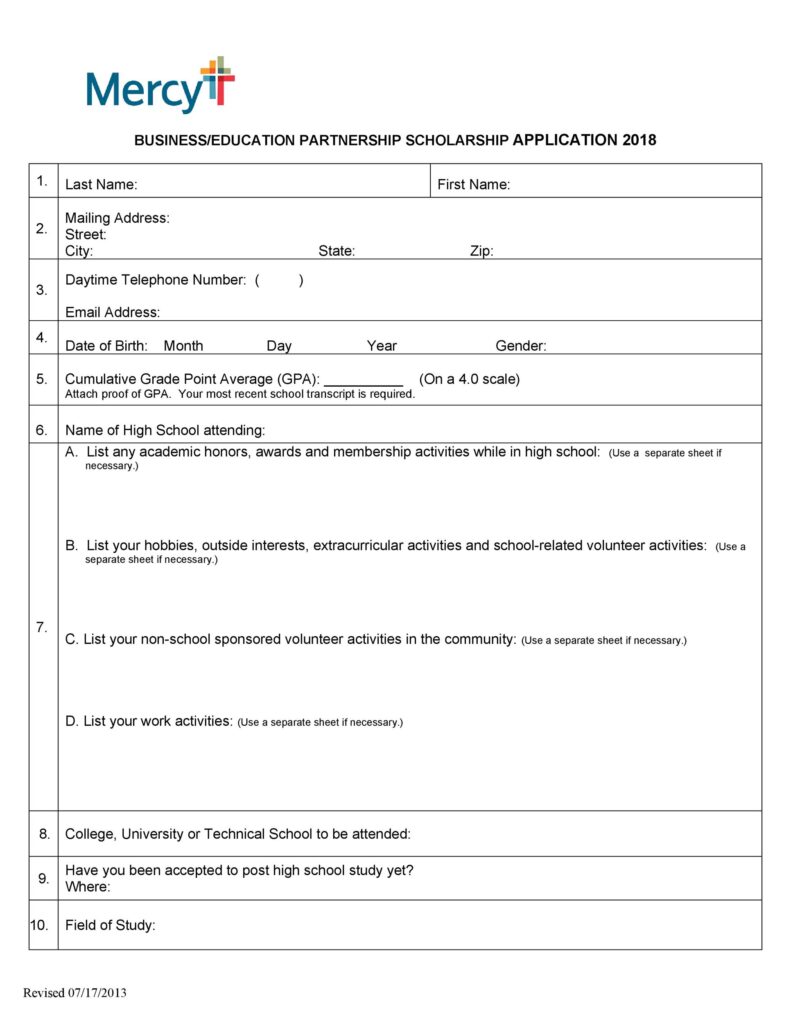 Scholarship Application form 34