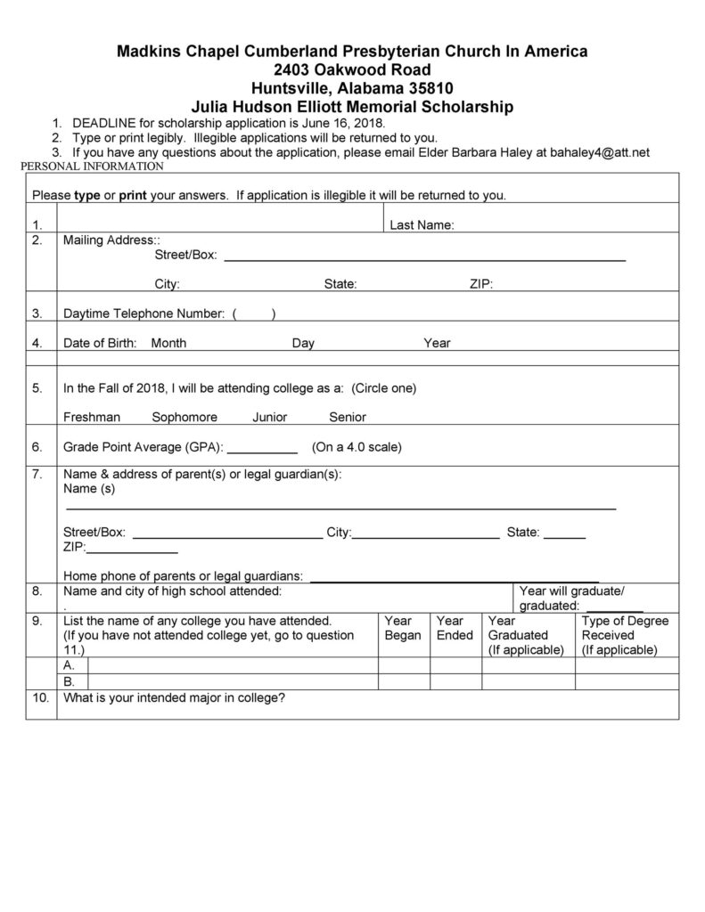 Scholarship Application form 45