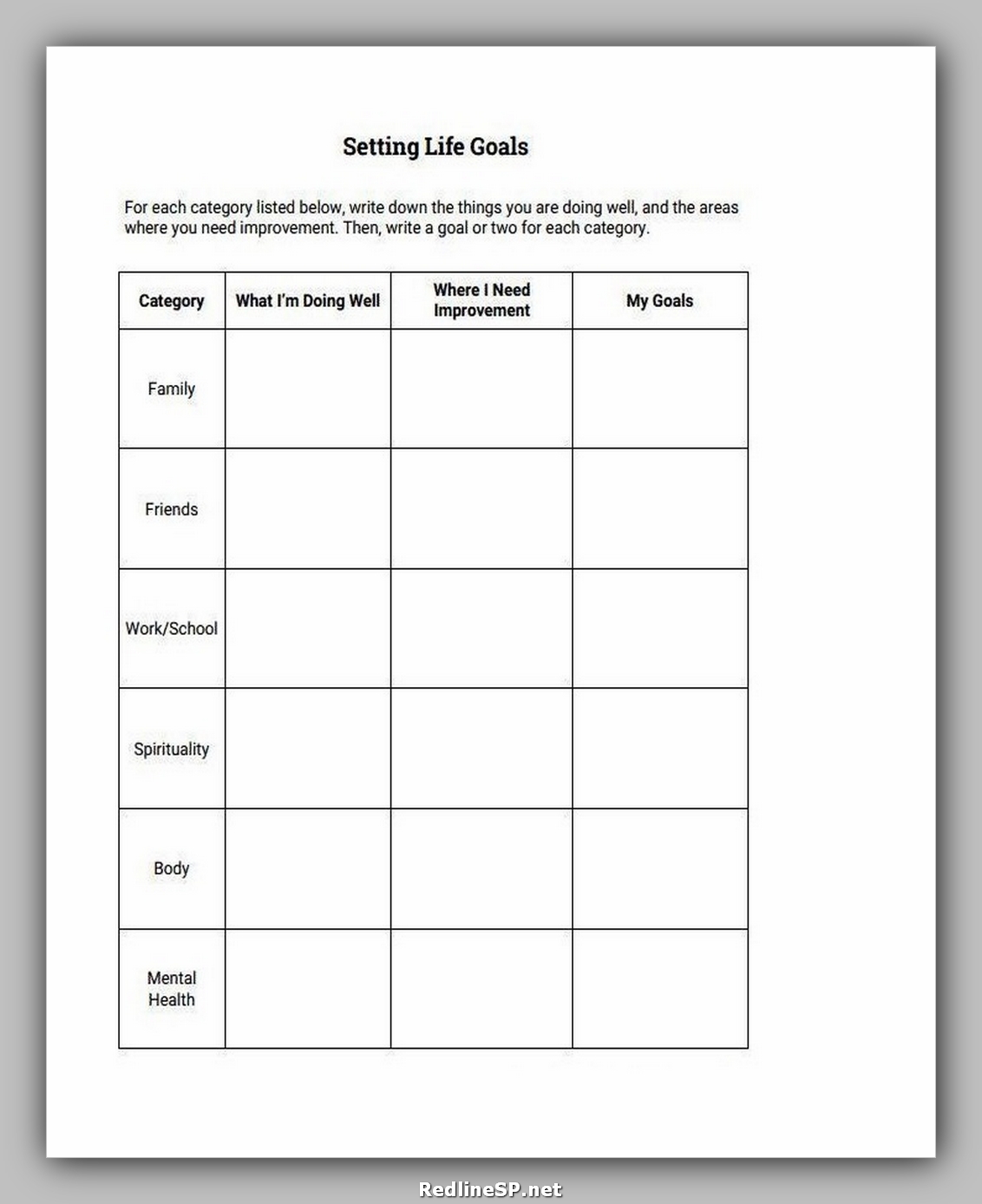 35+ Goal Setting Worksheet Free | RedlineSP