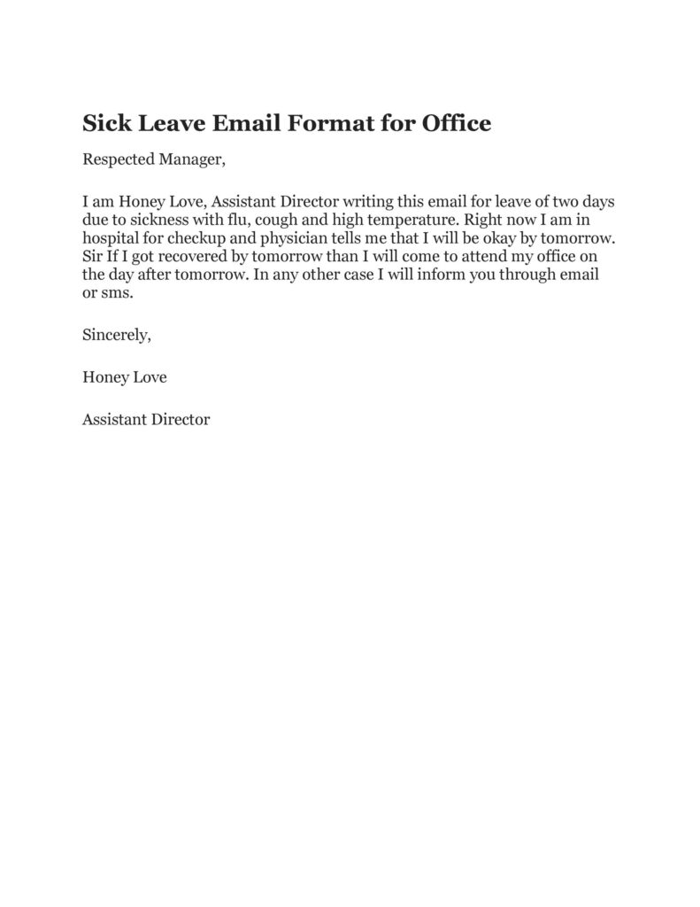 Sick Leave Email Example 36
