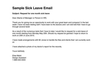 Sick Leave Email Images