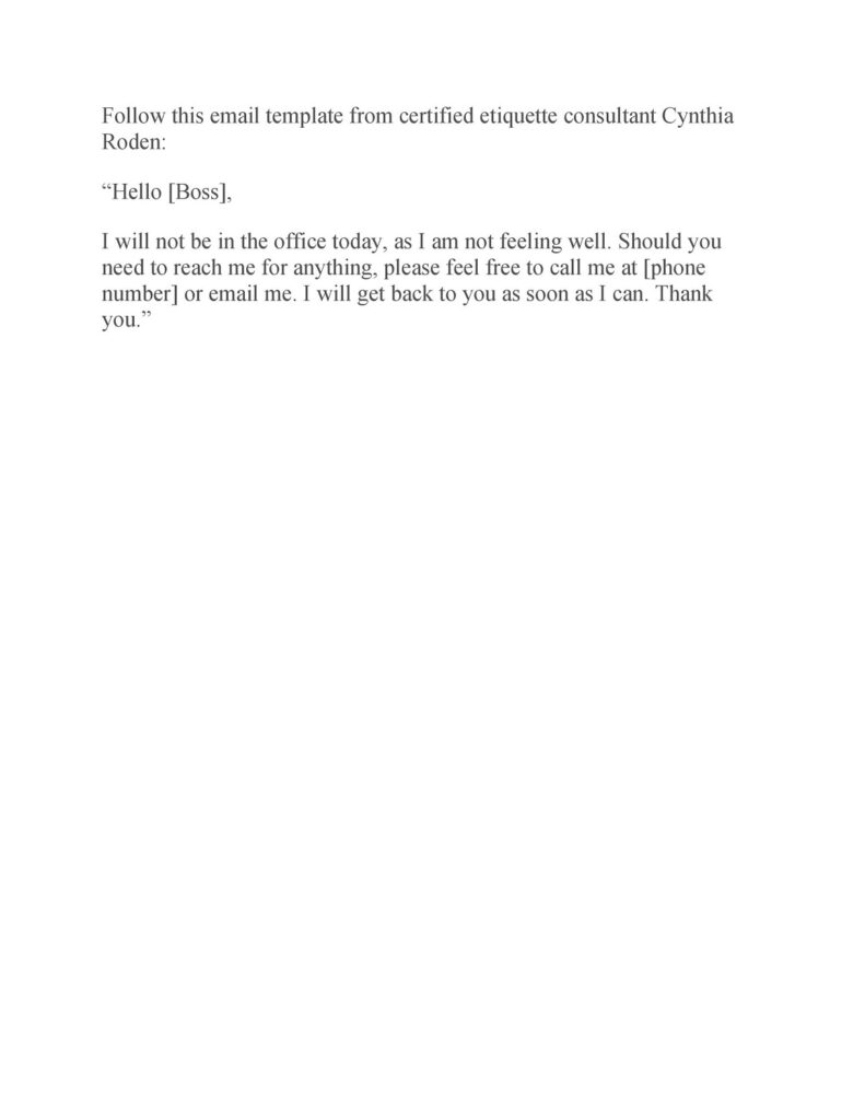 Sick Leave Email Sample 26