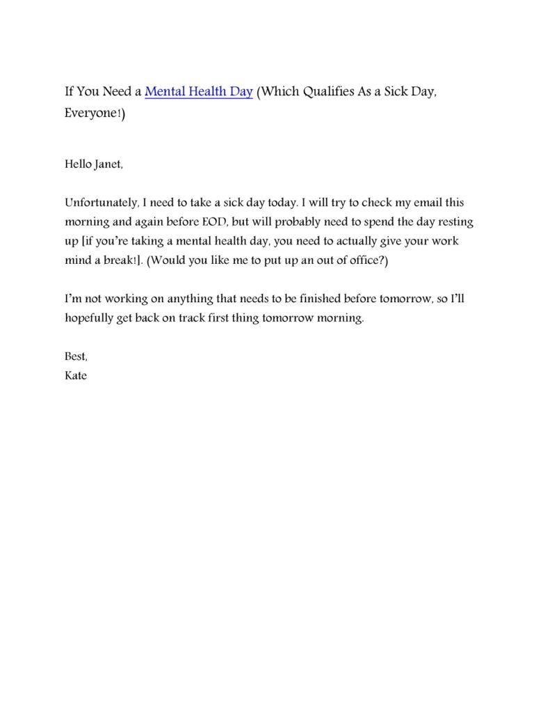 Sick Leave Email Template 17