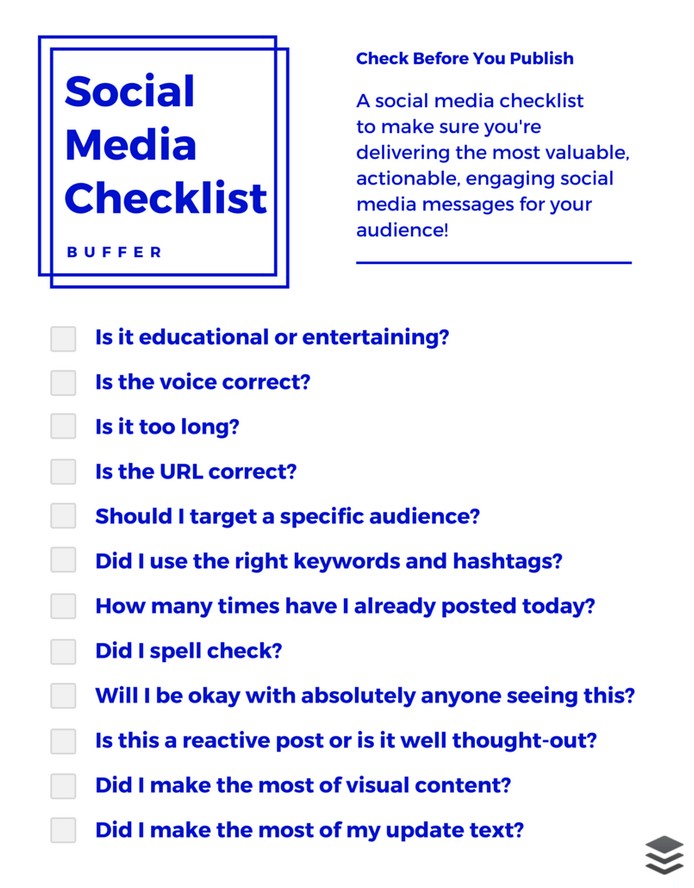 Social Media Checklist Template free