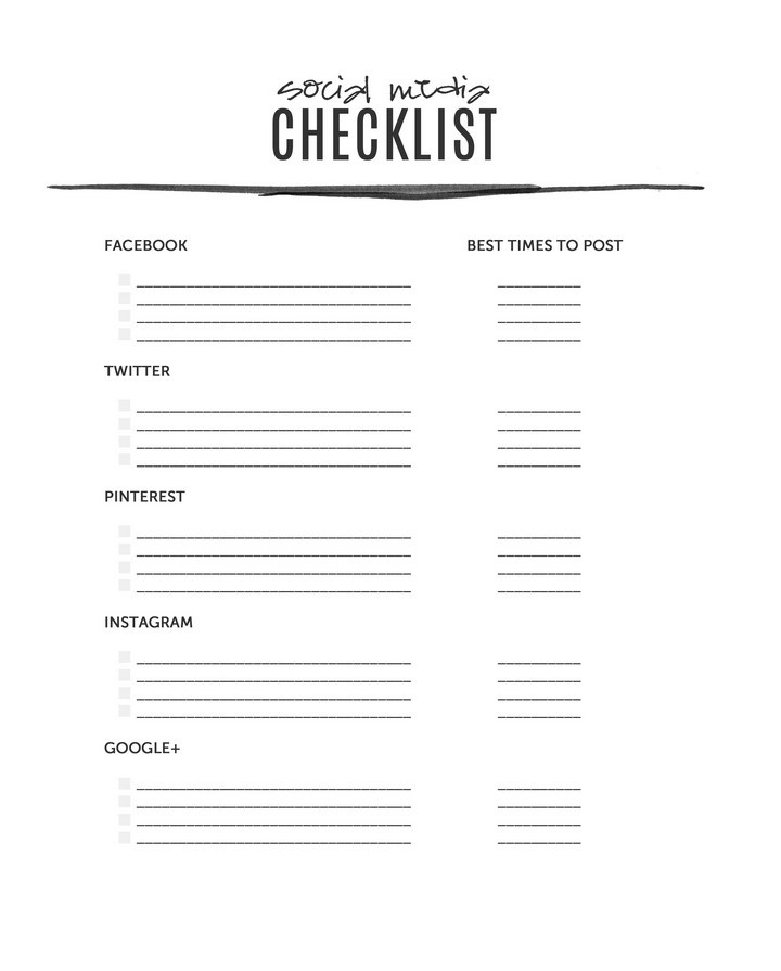 Social Media Checklist Template