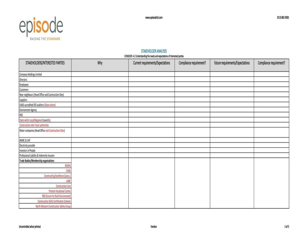 Stakeholder Analysis Example 31