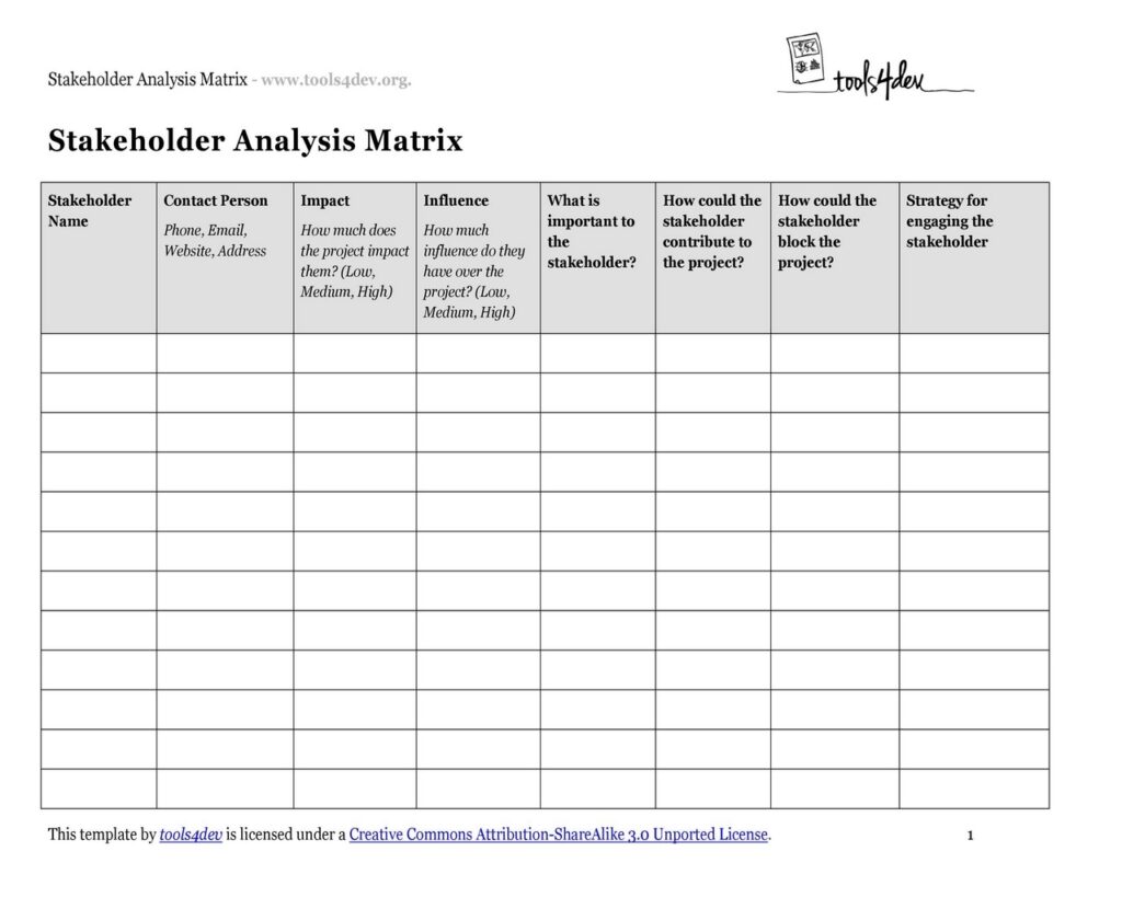 Stakeholder Analysis Template 15