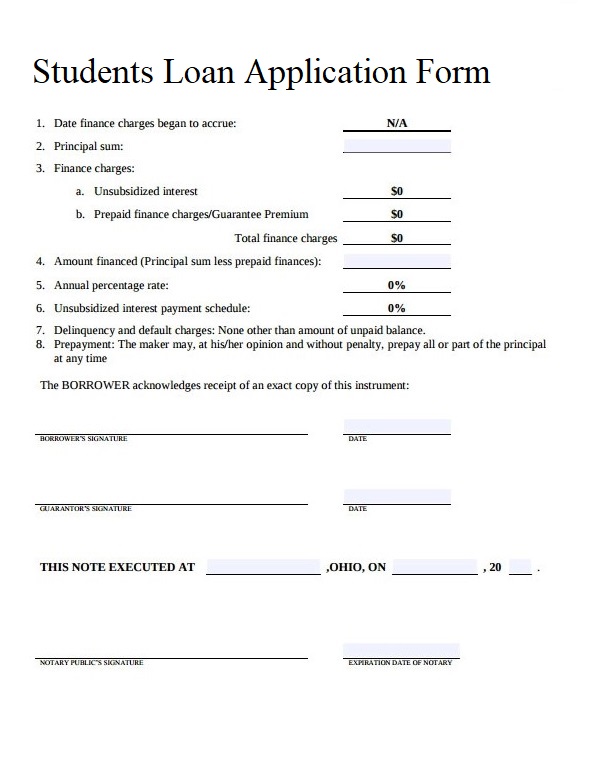 Students Loan Application Form