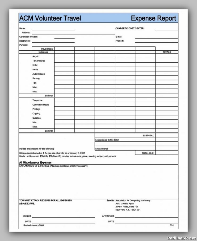 Travel Expense Report Form 10