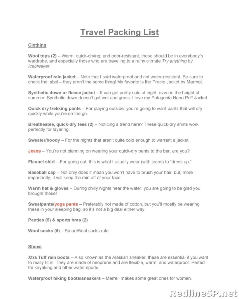 Travel Packing List Template 13