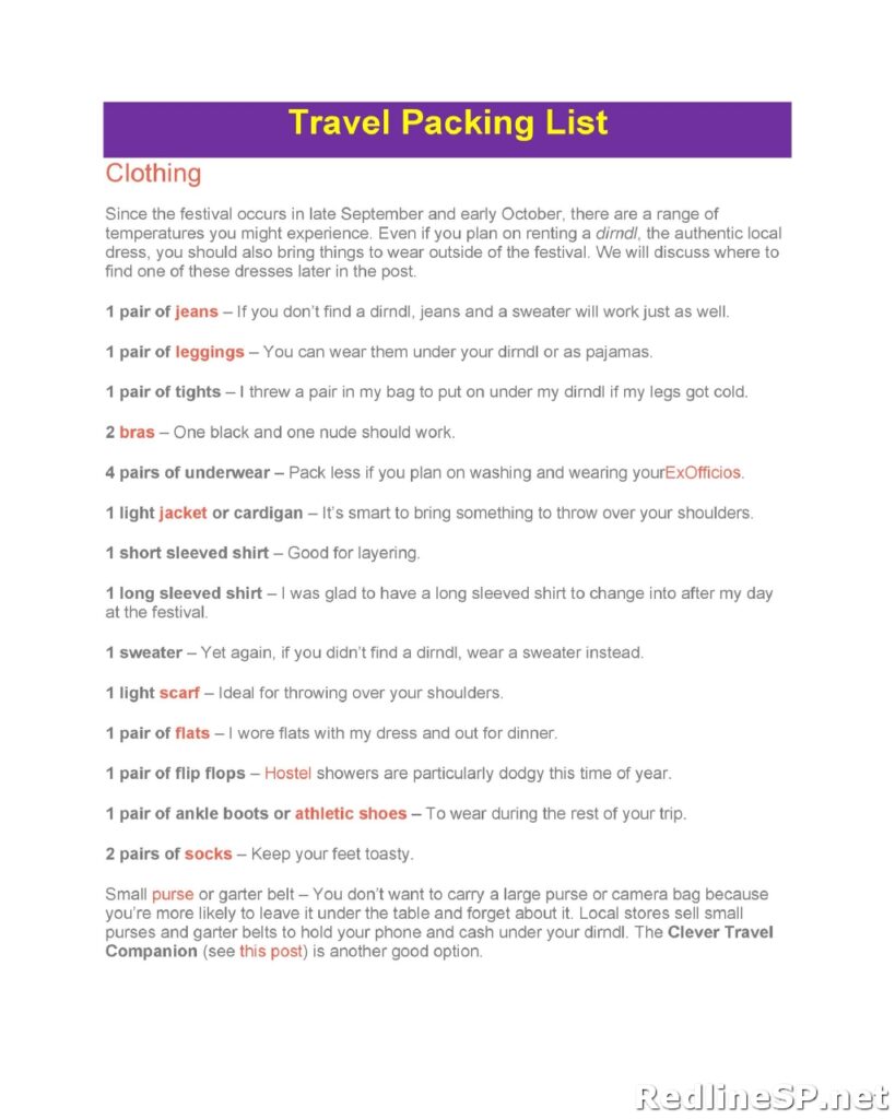 Travel Packing List Template 19