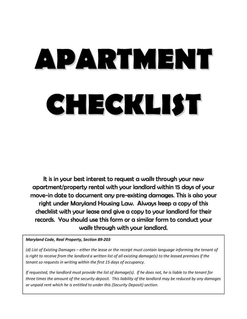 apartment checklist 13